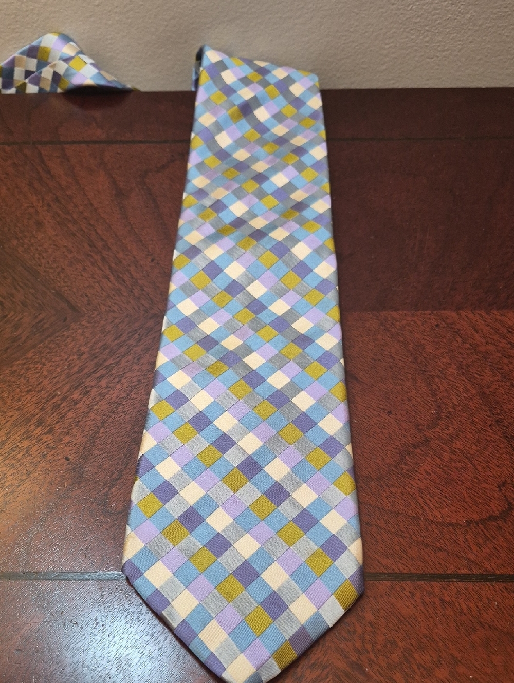 Ted Baker London Silk Check Tie in Light Blue, Lavender & Olive